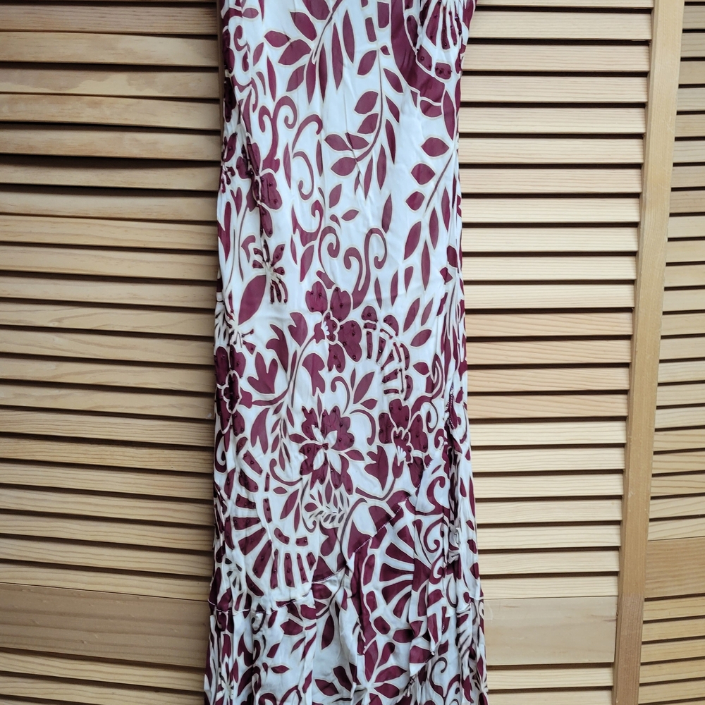 Asymmetrical Floral Dress in Burgundy and White